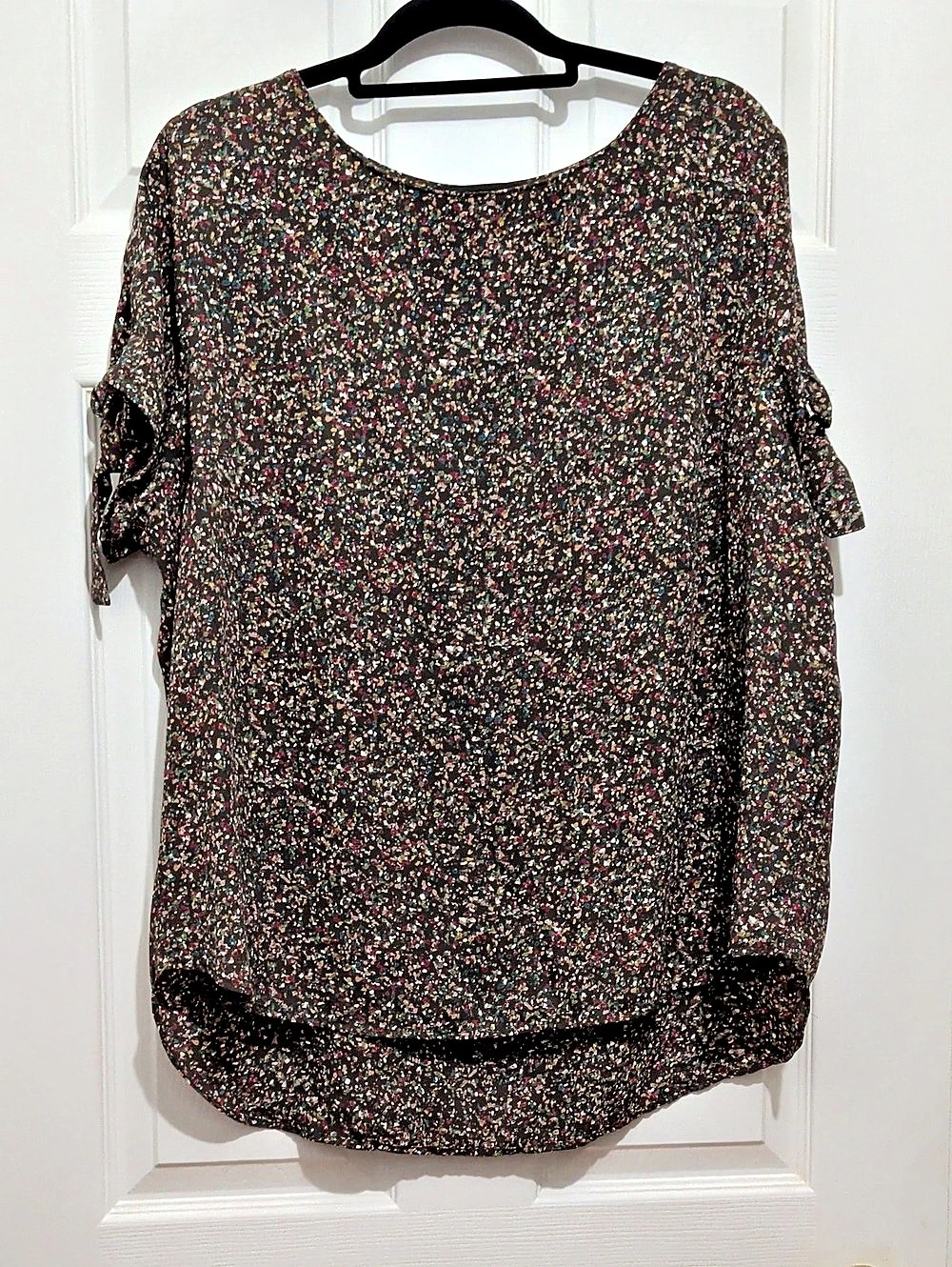 Abstract Print Blouse in Brown & Multicolor Like New
